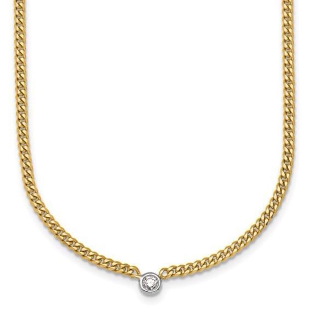HERCO 14k Gold Curb Chain Necklace with Diamond